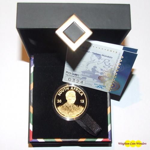 2013 1oz Gold Proof PROTEA R25 Coin - NELSON MANDELA - Click Image to Close
